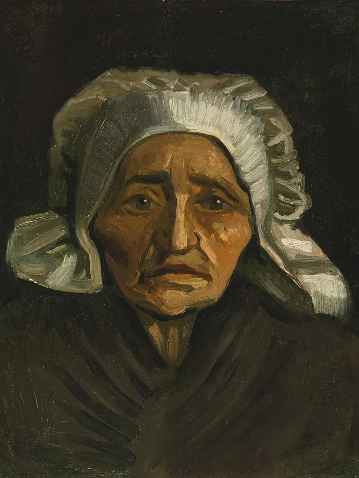 Head of an Old Peasant Woman with a White Cap by Vincent van Gogh, 1884.