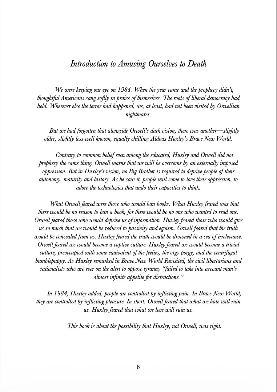 Introduction to Amusing Ourselves to Death
